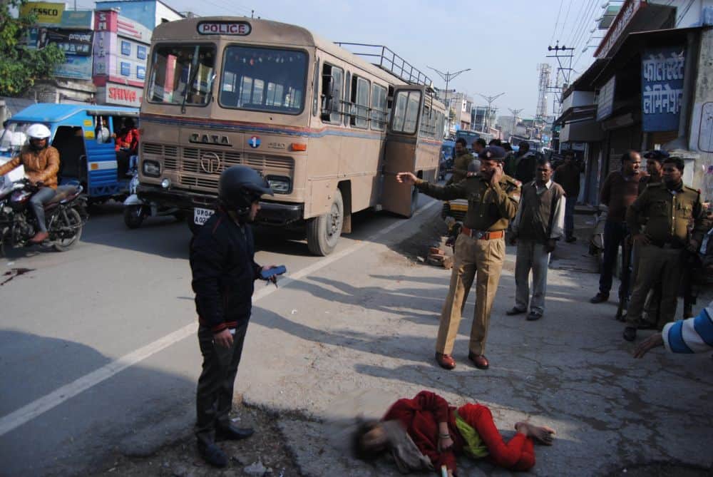 police bus crushed woman, death