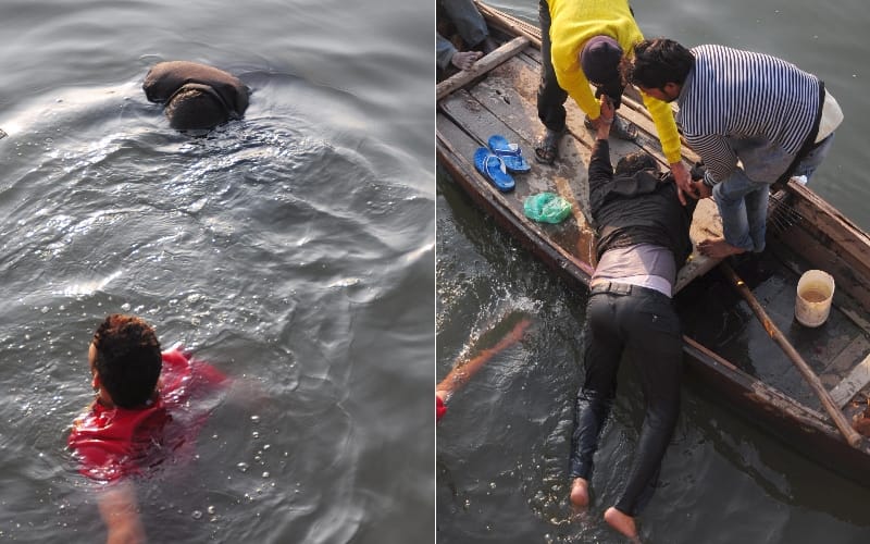 man jumped in to gomti to commit suicide