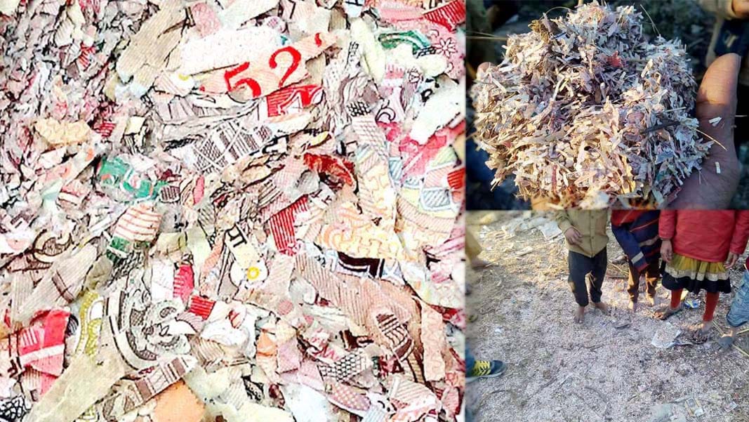 damaged pieces of notes found in Kanpur