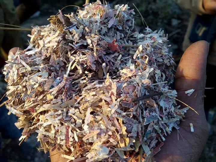 damaged pieces of notes found in Kanpur