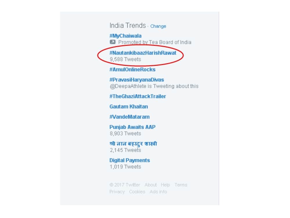 uttarakhand cm harish rawat trending on twitter