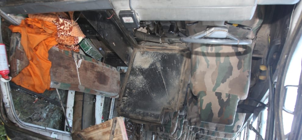 School bus full of children accident, was damaged back