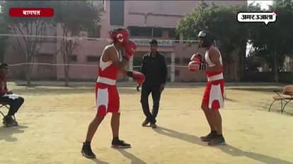 Boxing trial organized at volleyball ground in baghpat 
