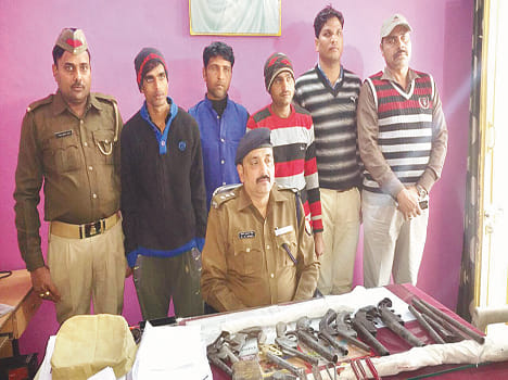 12 pistol and two guns were found in factory raid