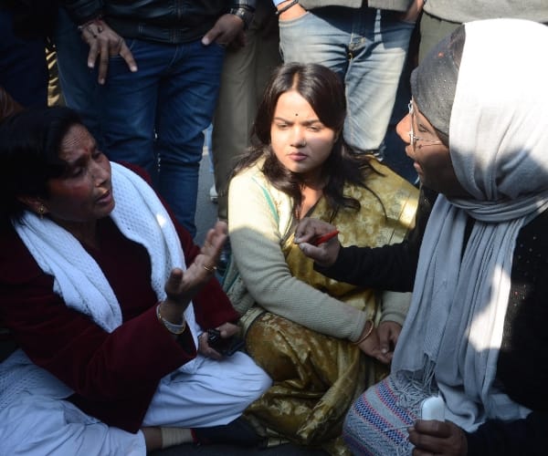 MLC leelawati protest in lucknow.
