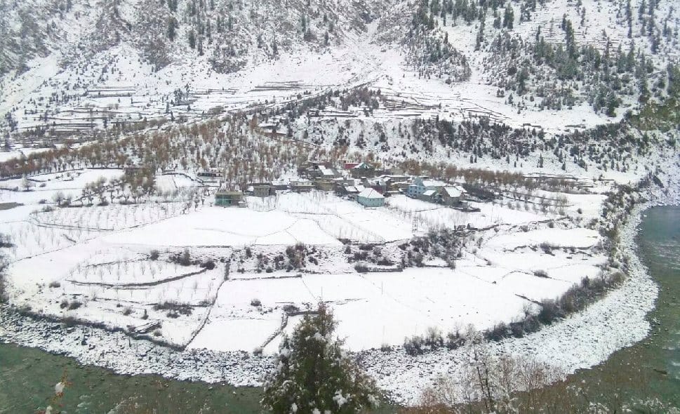 snowfall on mountains