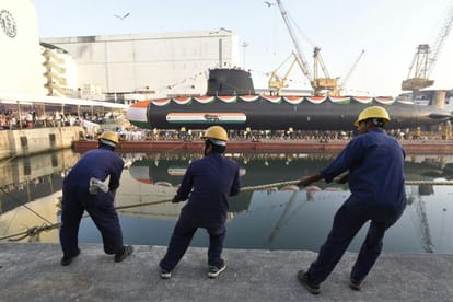 'Khanderi' the 2nd scorpene class submarine launched 