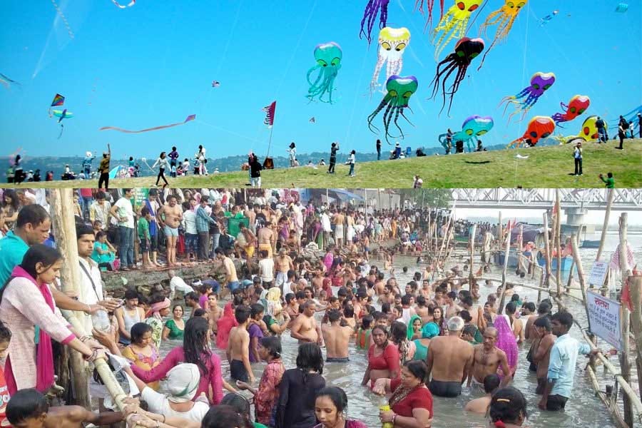 makar sankranti ganga snan and kite contest story 