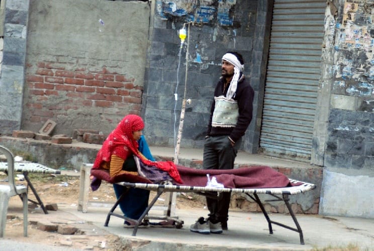 The patient began to drip out of the nursing home in winter