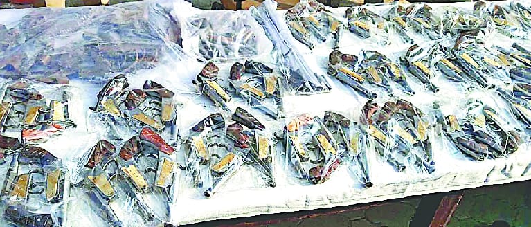 Two vehicles recovered huge quantity of arms