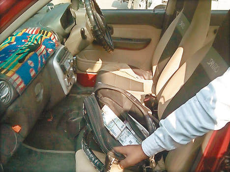 Million rupees from the bank manager's car