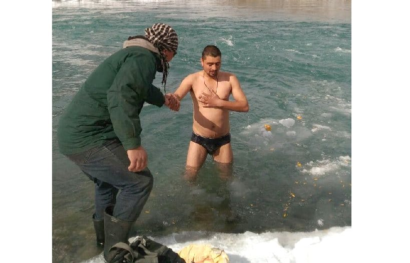 Only One Piligrim Take bath at Tandi on Makar Sankranti.