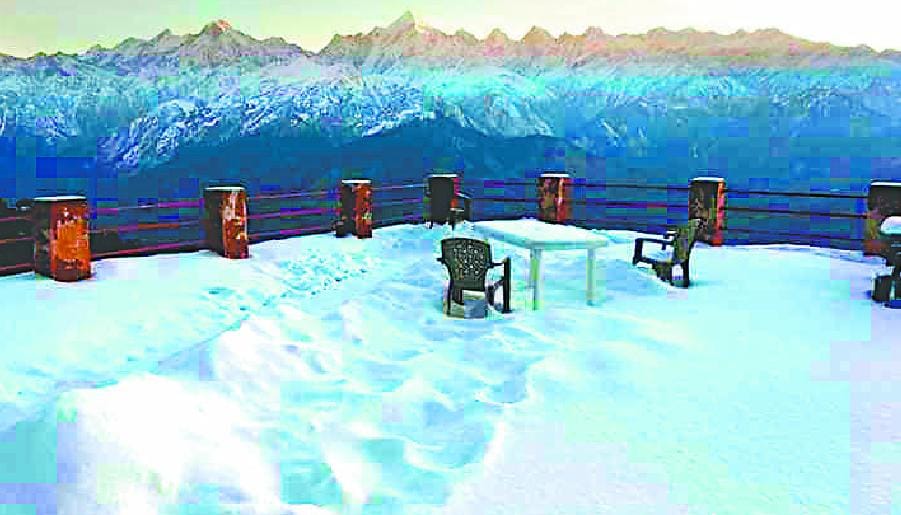 Heavy snow in the high Himalayas