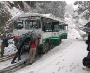 snowfall in chamba, bus route effected