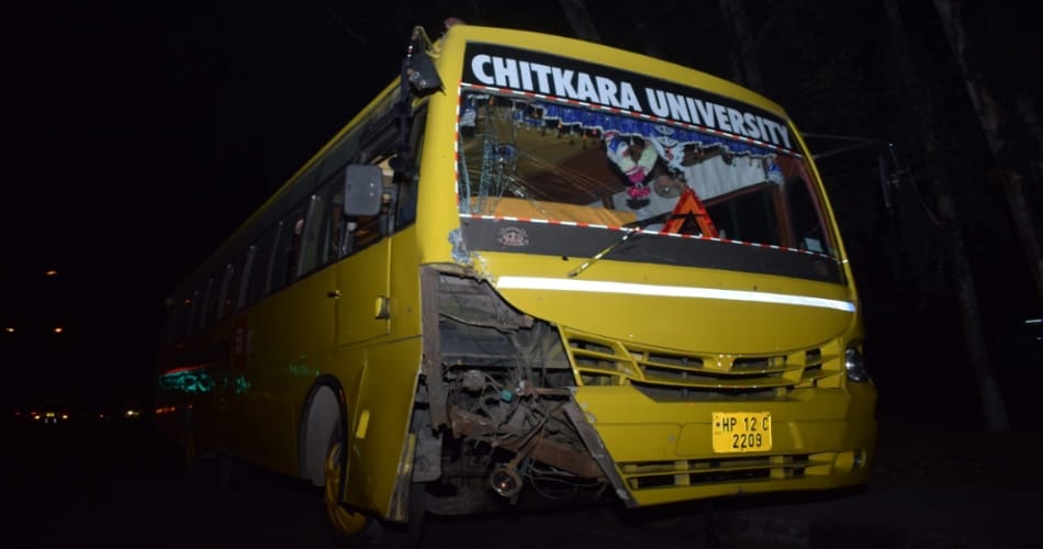 Chitkara bus crashed into poles, chandigarh news