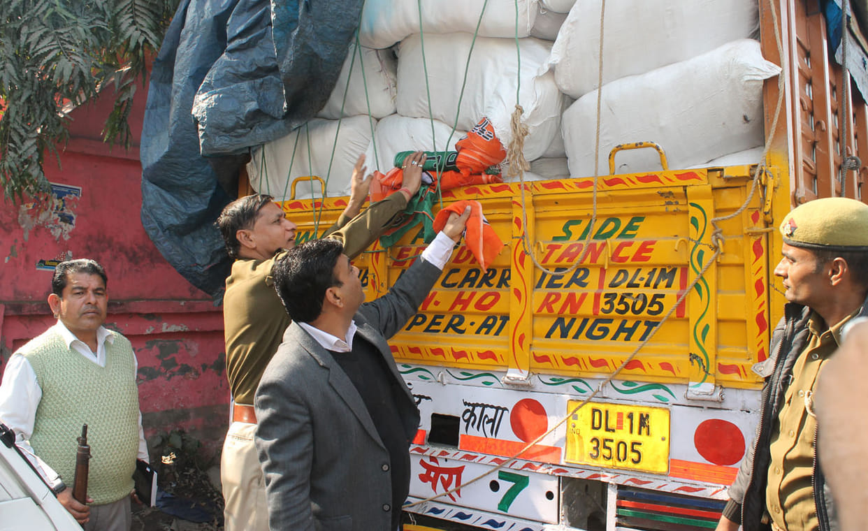 BJP election materials caught laden Canter