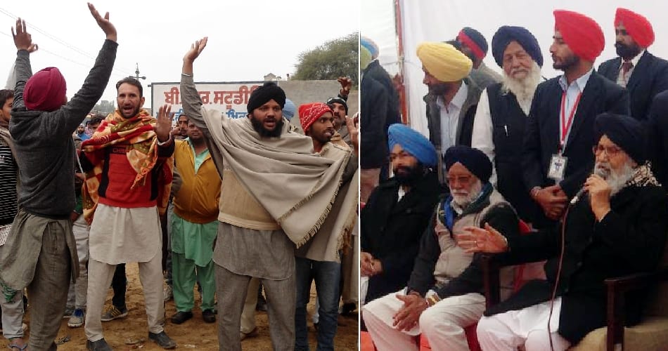 public protest against cm parkash singh badal at lambi of muktsar of punjab