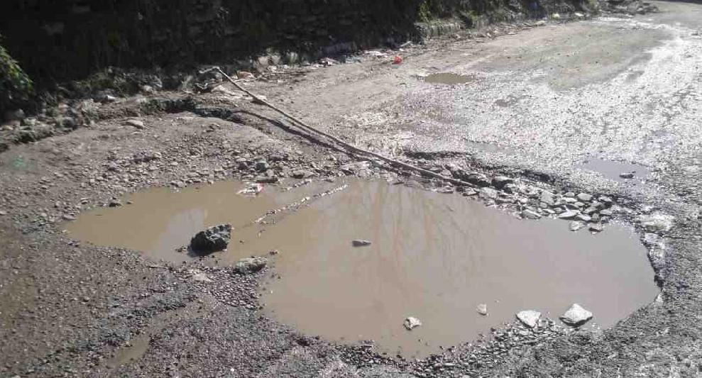 Broken Road from waterlogging in Ranikhet