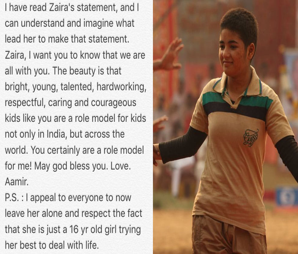 Aamir supports his 'Dangal' daughter Zaira Waseem