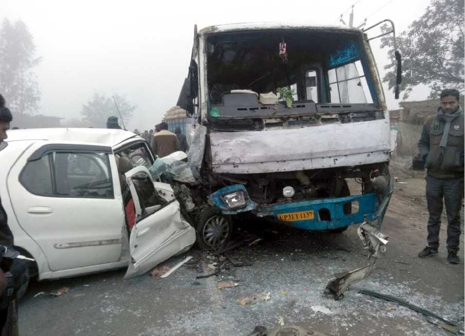 Three people including the driver were injured in a road accident