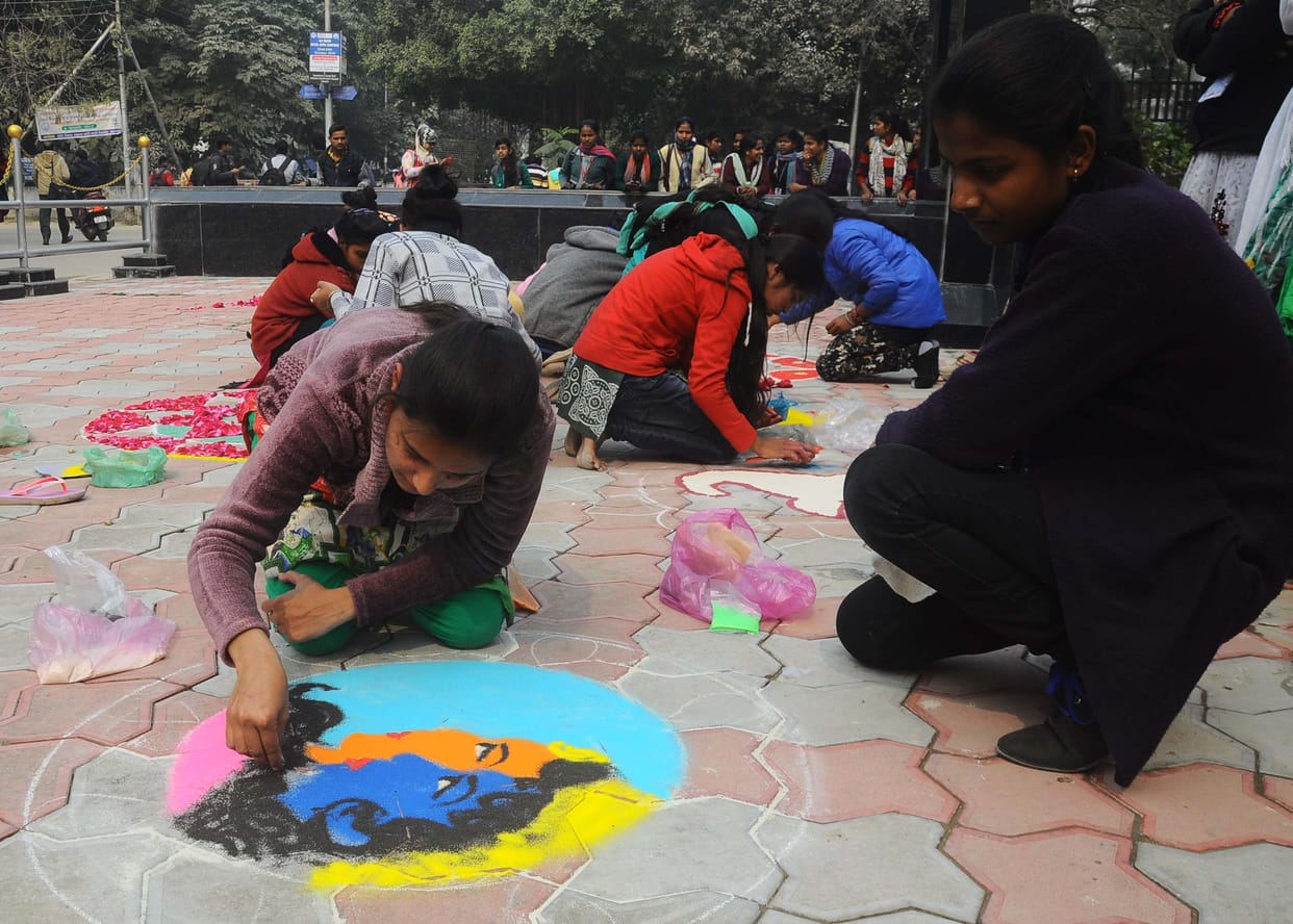 national youth week: save and educate child massage by rangoli