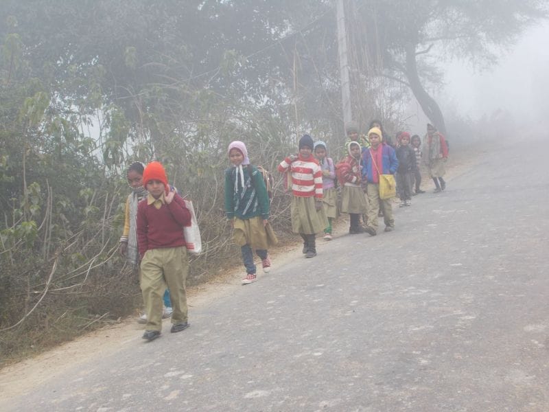 The slow speed of vehicles in dense fog occurred