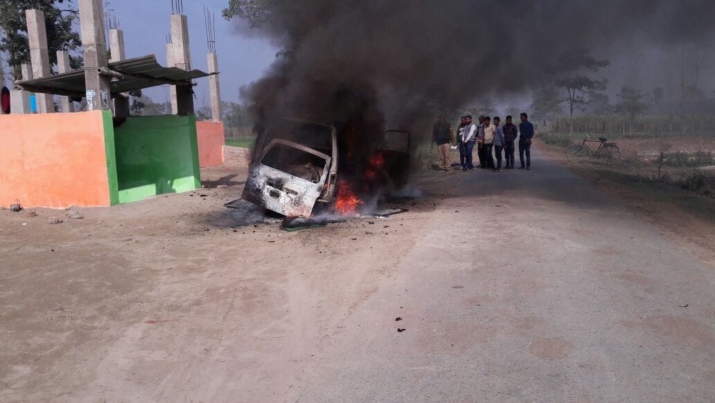 When gas Rifiling school van fire