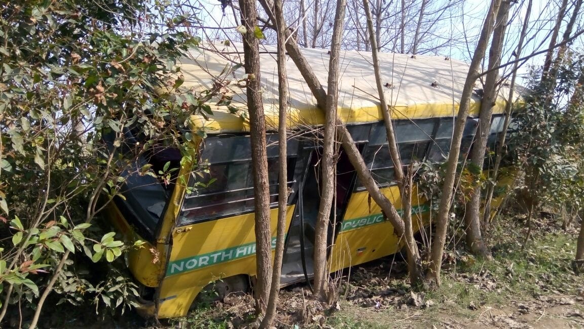 drunk driver relapse school bus in laksar