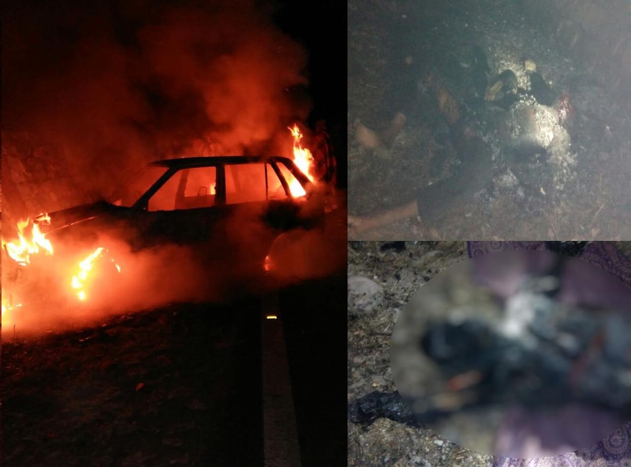 car burn after accident, two died.