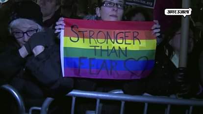 Protest against Donald trump in  new York