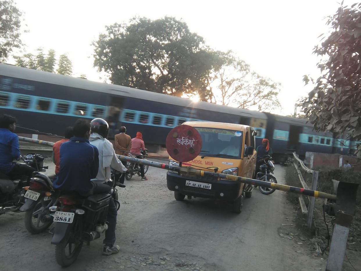 During the train struck the school van