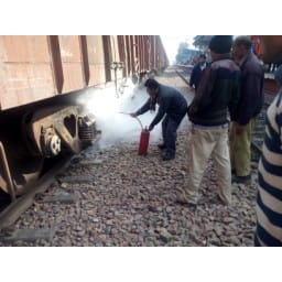 sonipat, By clogging the wheels of the train fire