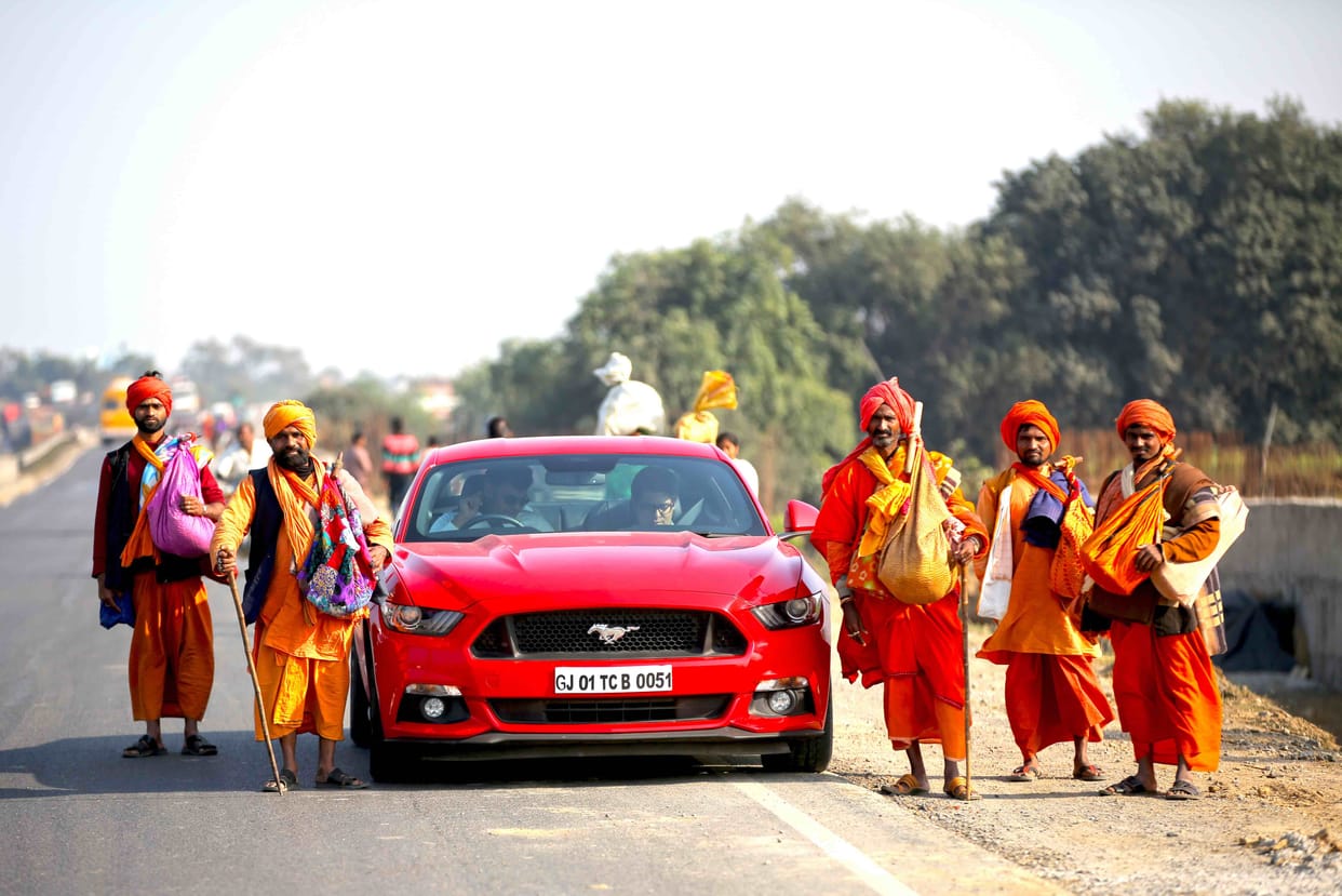Ford Mustang driven from Gaya to Varanasi