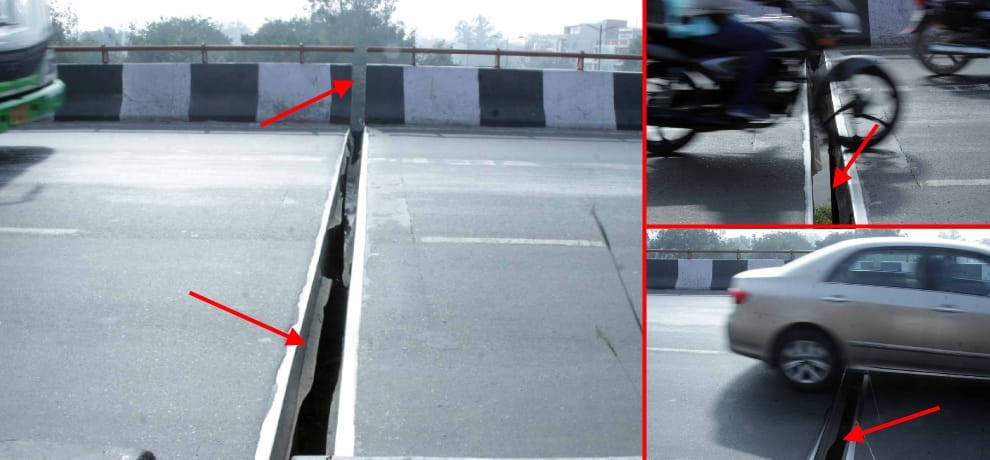 crack broadens in lajpat nagar flyover, pwd says its because of winters