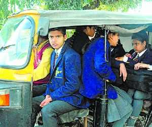 child going to school in Jalopy vehicle, violation of rules 