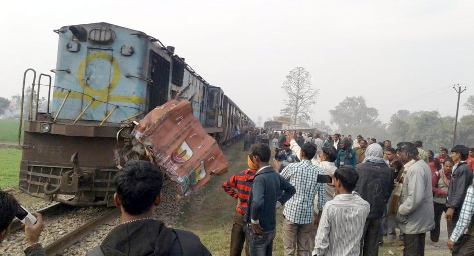 Train-truck collision The rear of the blow