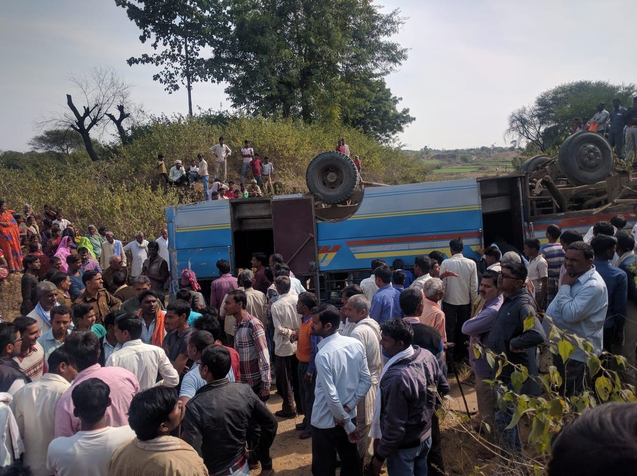 A bus full of passengers upturned, 24 injured