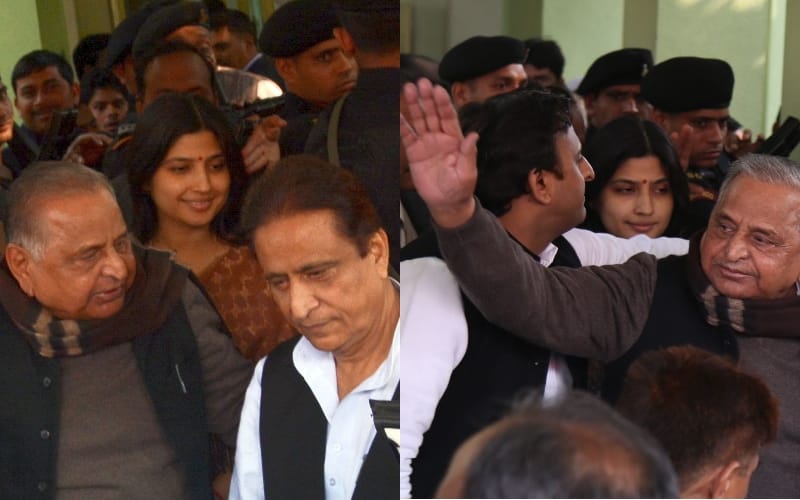 dimple akhilesh meets MSY after manifesto announcement
