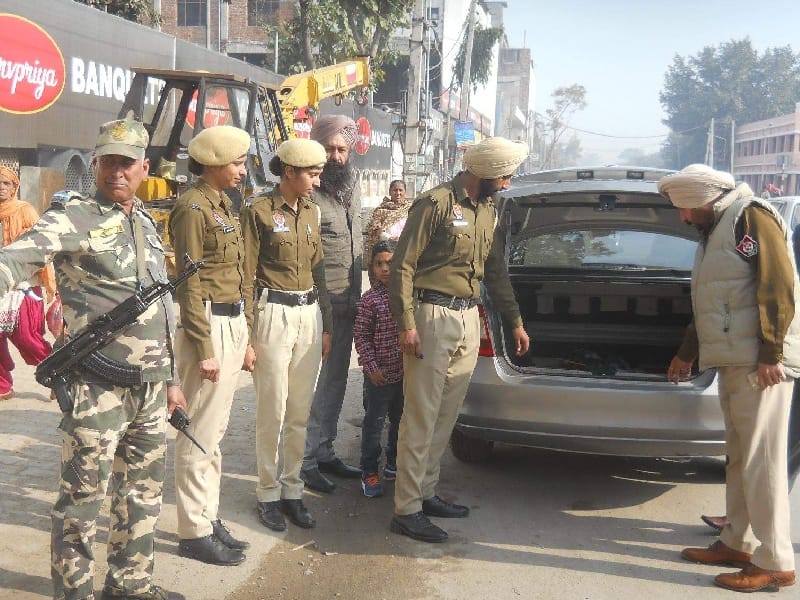assembly elections, inspection vehicles at checkpoints, security, police, CRPF, Nabha, Patiala