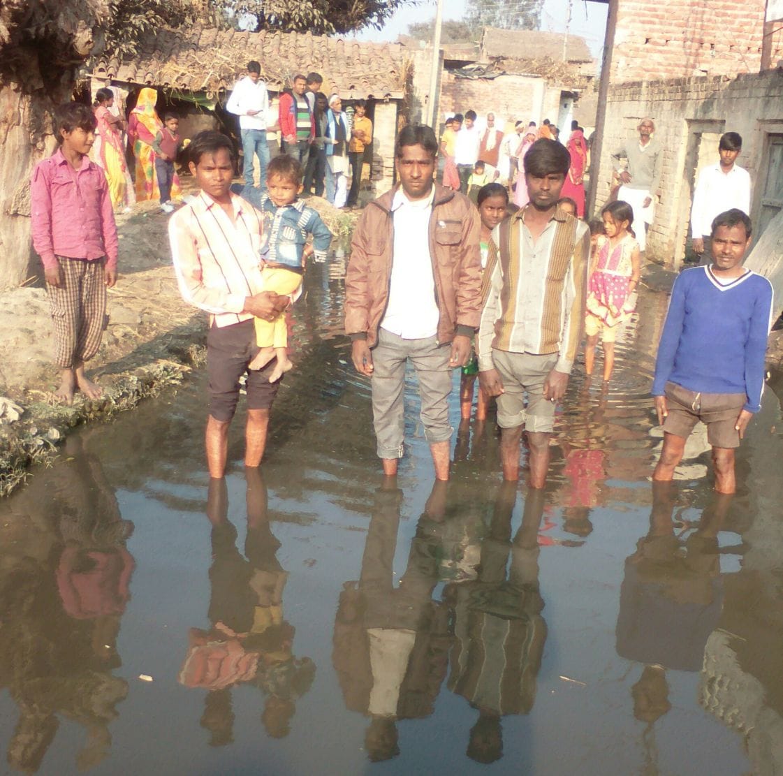 Standing water is filled in the street in certain performance