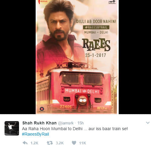 shahrukh is going to arrive delhi by train for raees promotion