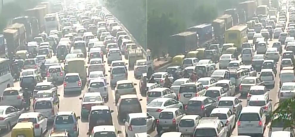 traffic jam in himanchal haryana border, people facing problem
