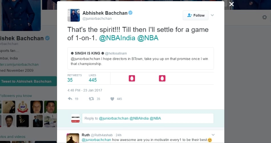 Abhishek Bachchan replied on satnam singh tweet