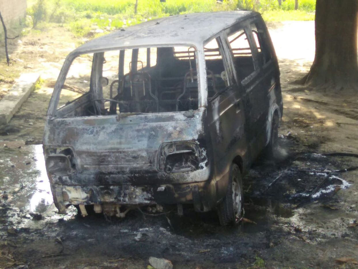 School van catches fire