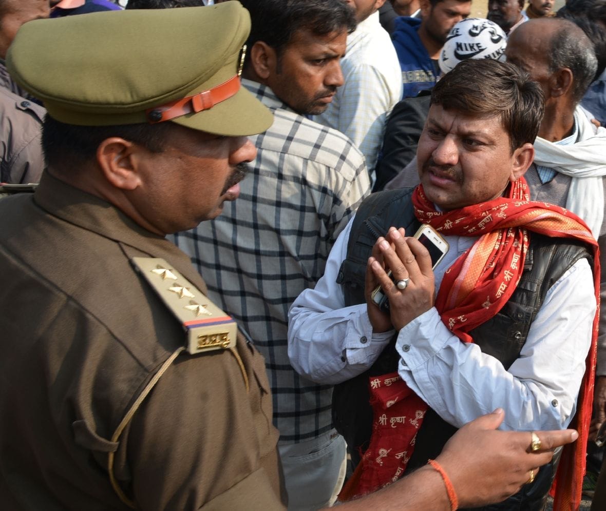 Supporters, including former BJP MP and son arrested