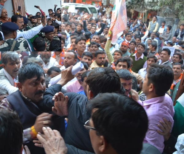  protest by BJP activists in Lucknow.