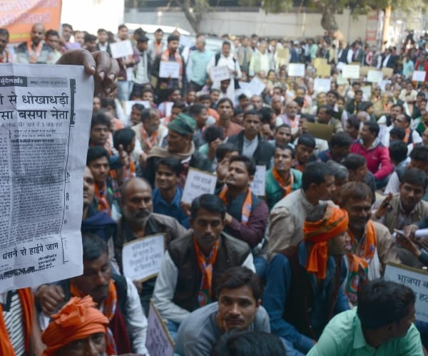  protest by BJP activists in Lucknow.