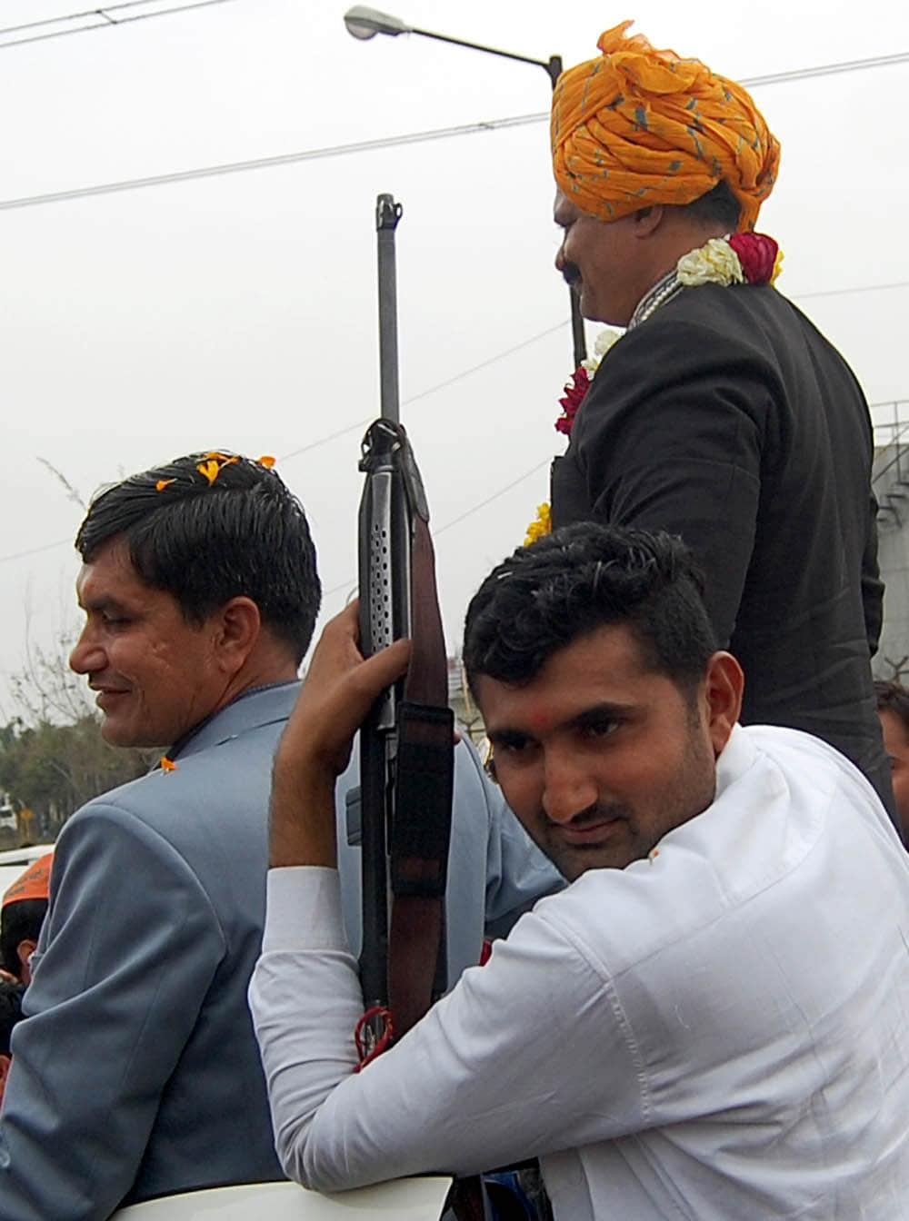 gun in bjp candidate kunwar pranab singh champion roadshow.