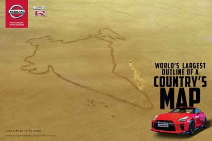  Nissan GT-R creates world’s largest-ever country map