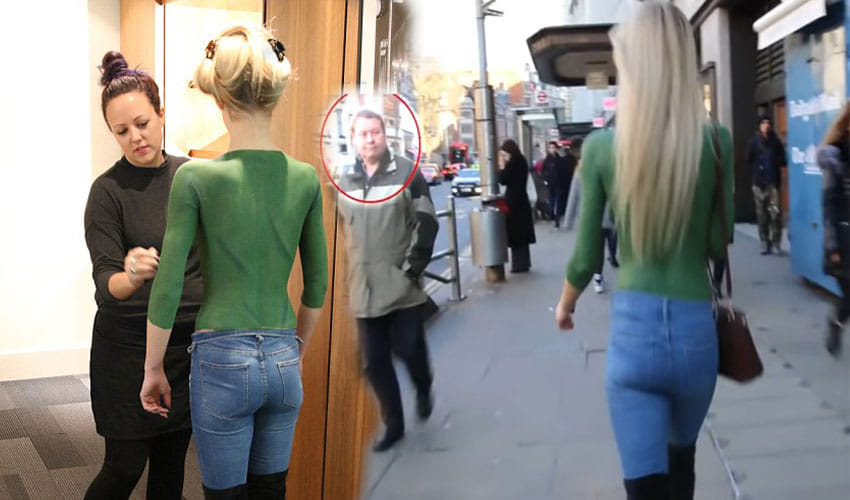 Woman Wear A Painted Top While Walking On London Streets